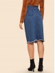 Raw Hem Button Up Denim Skirt