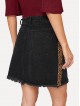 Leopard Panel Raw Hem Denim Skirt