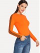 Neon Orange Check Print Raglan Sleeve Fitted T-shirt