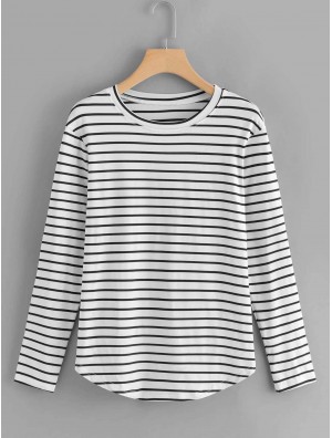 Elbow Patch Striped T-shirt