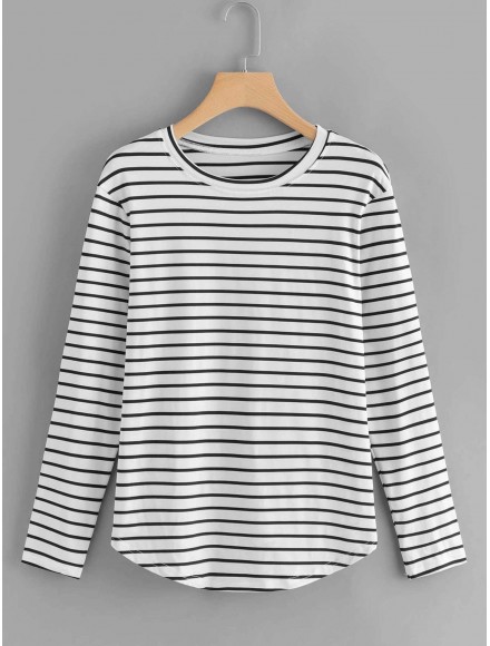 Elbow Patch Striped T-shirt