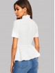 Button Front Mock-neck Peplum Top