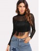 Fringe Detail Mesh Crop Top