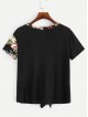 Floral Print Button Up Knot Hem Tee