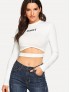 Cut Front Letter Print Crop Tee