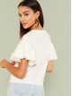 Eyelet Embroidered Trim Ruffle Sleeve Tee