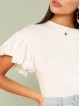 Eyelet Embroidered Trim Ruffle Sleeve Tee