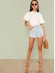 Eyelet Embroidered Trim Ruffle Sleeve Tee