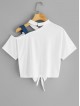 Asymmetrical Neck Knot Hem Tee