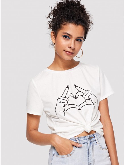 Hand Print Twist Tee