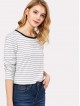 Contrast Collar Pinstripe Tee