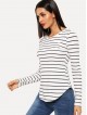 Rib Knit Striped T-shirt