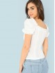 Frill Trim Lace Up Top