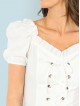 Frill Trim Lace Up Top