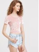 Slim Fit Crop Crushed Velvet Tee