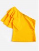 One Shoulder Layered Flounce Sleeve Top