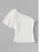 Asymmetrical Neck Layered Sleeve Zip Side Tee