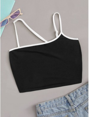 Asymmetrical Neck Crop Top