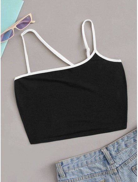 Asymmetrical Neck Crop Top