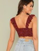 Drawstring Front Crop Top With Ruffle Strap