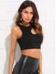 Solid Asymmetrical Crop Shell Top