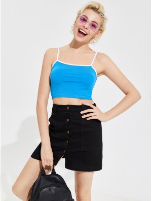 Contrast Binding Crop Cami Top