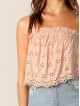 Strapless Embroidered Eyelet Lace Crop Tube Top