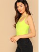 One Shoulder Ribbed Knit Neon Yellow Top