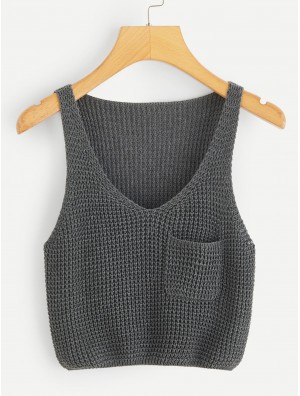 Pocket Patch V-neck Tank Top