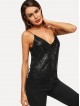 Sequin Detail Spaghetti Strap Cami Top