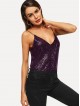 Double V-neck Sequin Cami Top