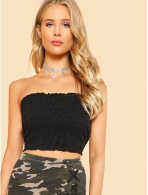 Lettuce Edge Ribbed Bandeau Top