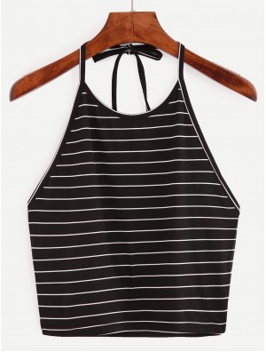 Halter Striped Crop Top