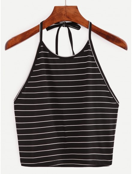 Halter Striped Crop Top