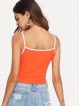 Neon Orange Letter Embroidered Cami Top