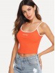 Neon Orange Letter Embroidered Cami Top