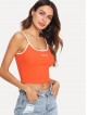 Neon Orange Letter Embroidered Cami Top