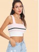 Thick Strap Striped Crop Top