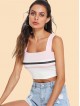 Thick Strap Striped Crop Top