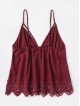 Scallop Lace Trim Strappy Plunge Cami Top