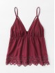 Scallop Lace Trim Strappy Plunge Cami Top