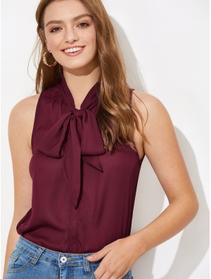 Tie Neck Solid Top