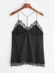 Black Contrast Eyelash Lace Halter Top