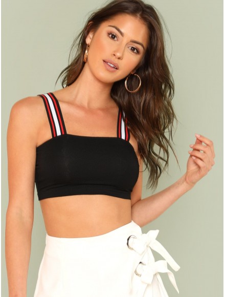 Striped Strap Crop Top