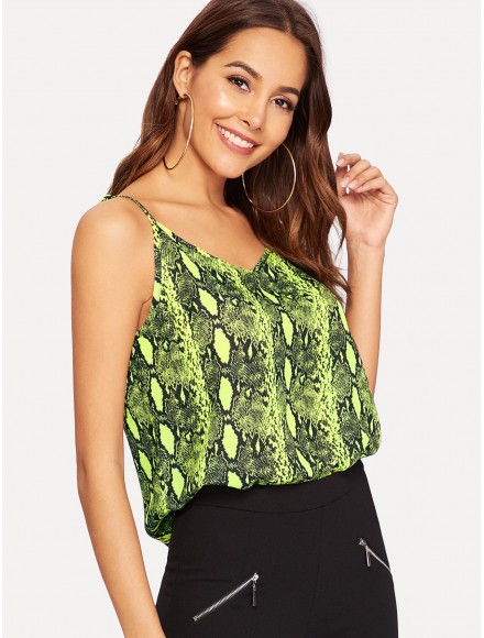 Neon Green Snakeskin Cami Top