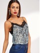 Contrast Lace Snake Skin Cami Top