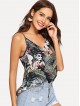 Tropical Print V Neck Cami Top