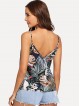 Tropical Print V Neck Cami Top