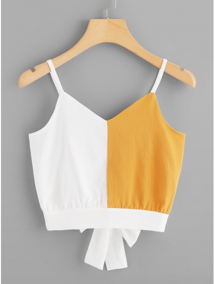 Tie Back Color Block Cami Top