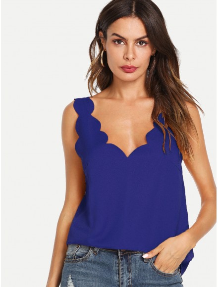 Scalloped Edge Solid Shell Top